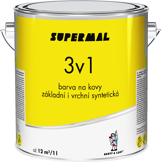 Supermal 3v1 S2177 0131 šedá vrchní syntetická barva na kovy, 2,5 l
