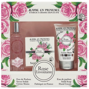 Jeanne en Provence Rose Envoutante - Podmanivá růže parfémová voda pro ženy 60 ml + tuhé toaletní mýdlo mýdlo 100 g + krém na ruce 75 g, kosmetická sada