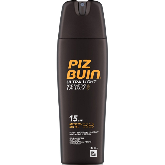 Piz Buin Ultra Light SPF15 ultra lehký hydratační fluid na opalování 200 ml sprej