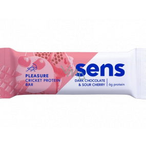 Sens Pleasure Proteinová tyčinka s cvrččí moukou Tmavá čokoláda a višeň 40 g