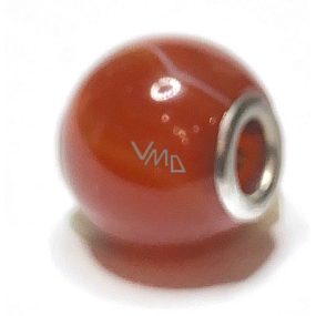 Jaspis červený přívěsek kulatý přírodní kámen 14 mm, otvor 4,2 mm 1 kus, kámen úplné péče