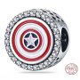 Charm Sterlingové stříbro 925 Marvel The Avengers, Captain America štítové kouzlo, korálek na náramek film