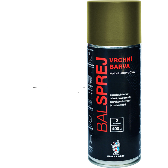 BALSPREJ vrchní univerzální akrylová barva ve spreji, RAL 6003 olivově zelená mat, 400 ml