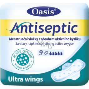 Oasis Antiseptic Ultra Wings intimní vložky s obsahem aktivního kyslíku 9 kusů