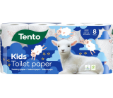Tento Kids toaletní papír bílý s potiskem oveček 150 útržků 3 vrstvý 8 kusů