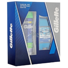 Gillette Cool Wave Clear antiperspirant gel + Sensitive gel na holení 200 ml, kosmetická sada pro muže
