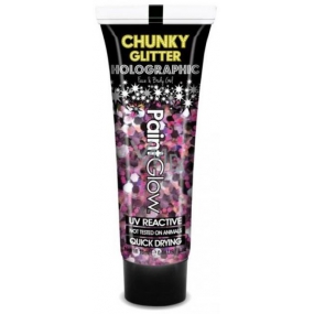 Diva & Nice Chunky Glitter Holographic UV ozdobný gel na tělo a obličej Purple Haze - fialovo růžový 13 ml