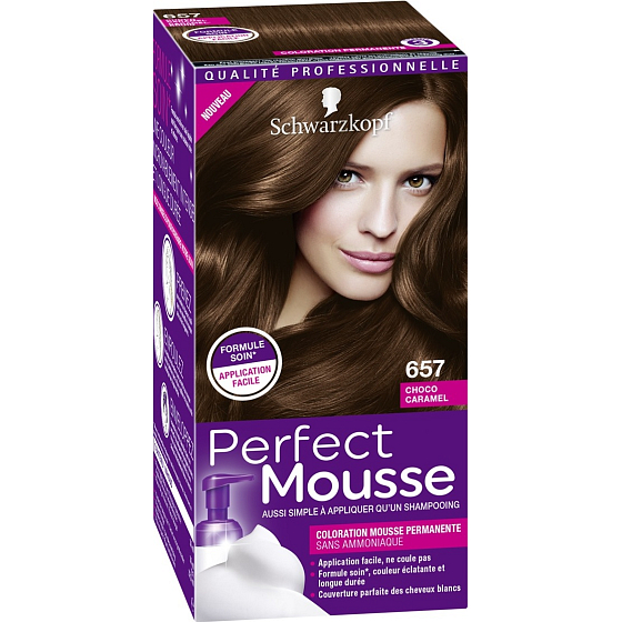 Schwarzkopf Perfect Mousse Permanent Foam Color barva na vlasy 657 Čokoládový karamel
