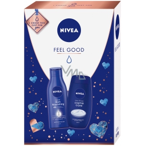 Nivea Feel Good výživné tělové mléko pro ženy 250 ml + Creme Care sprchový gel 250 ml, kosmetická sada