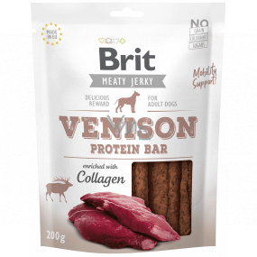 Brit Jerky Sušené masové pamlsky proteinová tyčinka ze zvěřiny a kuřete pro dospělé psy 200 g