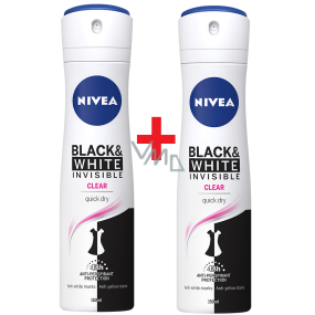 Nivea Invisible Black & White Clear antiperspirant deodorant sprej 2 x 150 ml, duopack pro ženy