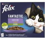 Felix Fantastic kapsičky pro kočky v želé losos a cuketa, hovězí a mrkev, kuřecí a rajčata a pstruh a zelené fazolky 12 x 85 g