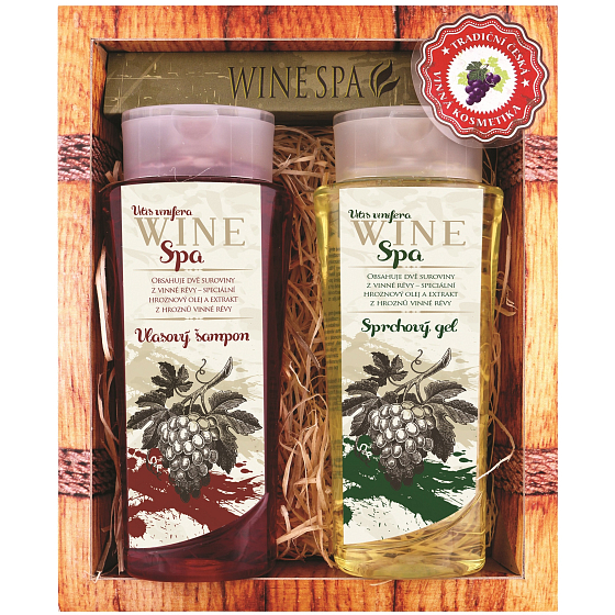 Bohemia Gifts Wine Spa Vinná kosmetika Hroznový olej a extrakt z vinné révy šampon na vlasy 250 ml + Sprchový gel 250 ml, kosmetická sada