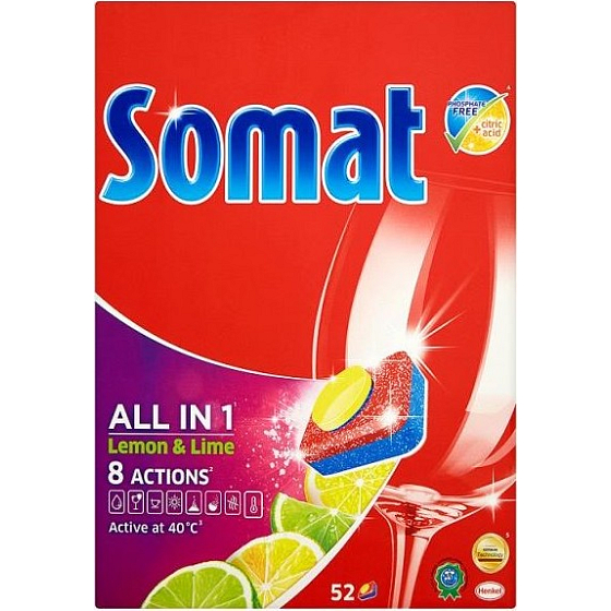 Somat All In 1 8 Actions Lemon & Lime tablety do myčky na nádobí 52 kusů 936 g