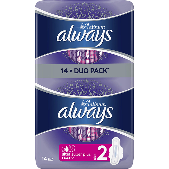 Always Platinum Ultra Super Plus Duo hygienické vložky s křidélky 14 kusů