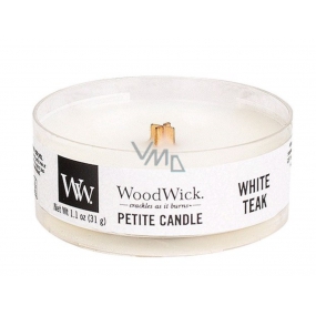 WoodWick White Teak - Bílý teak vonná svíčka s dřevěným knotem petite 31 g