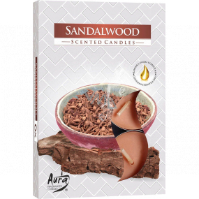 Bispol Aura Sandalwood - Santalové dřevo vonné čajové svíčky 6 kusů