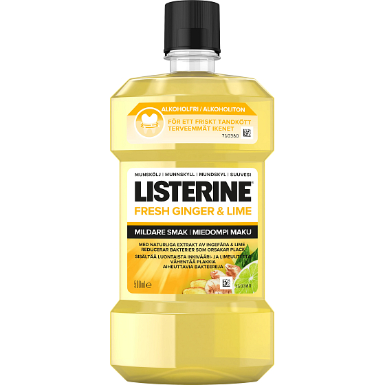 Listerine Fresh Ginger & Lime Zero Alcohol ústní voda bez alkoholu 500 ml