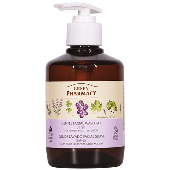 Green Pharmacy Šalvěj jemný čisticí gel na obličej pro pleť náchylnou k podráždění 270 ml