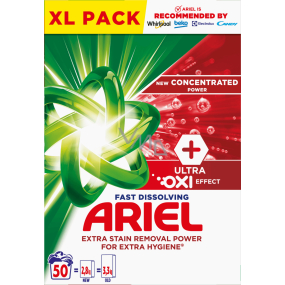 Ariel Ultra Oxi Effect prací prášek pro odstraňování skvrn a pro extra hygienu 50 dávek 2,8 kg