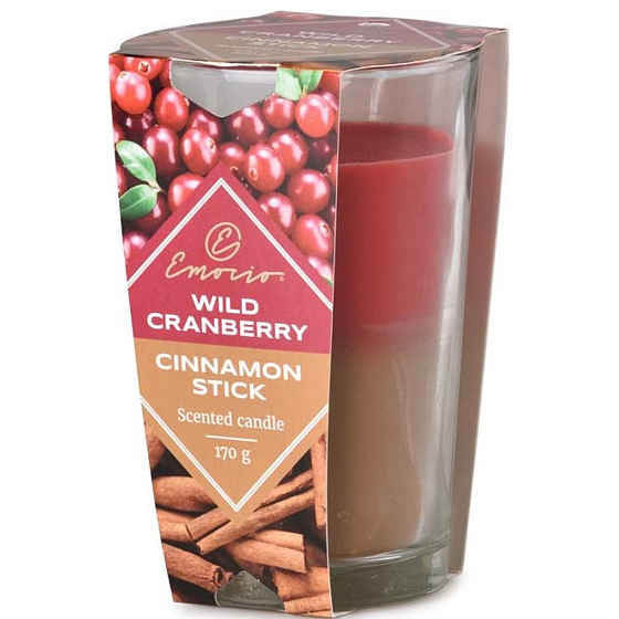 Emocio Wild Cranberry & Cinnamon Stick - Divoká brusinka a skořice dvoubarevná vonná svíčka sklo 76 x 118 mm 170 g