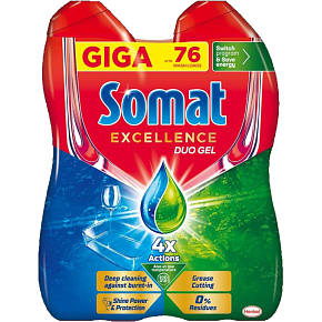 Somat Excellence Duo gel do myčky na mytí nádobí, 2× 684 ml, 76 dávek