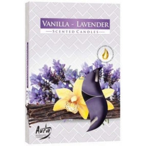 Bispol Aura Vanilla Lavender - Vanilky a levandule vonné čajové svíčky 6 kusů