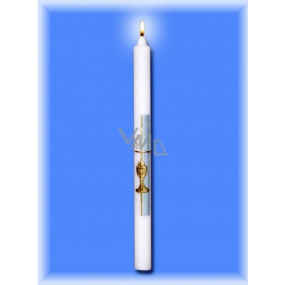 Lima Kostelní křestní - Sv.Přijímání svíčka bílá zdobená modro-zlatě kalich 25 x 360 mm 1 kus