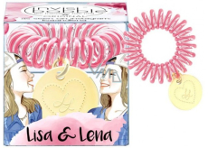 Invisibobble Original Lisa & Lena originální vlasová gumička čirá s tmavě růžovým proužkem 1 kus