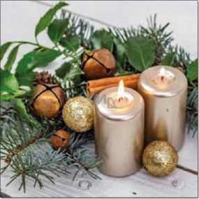 Aha Papírové ubrousky 3 vrstvé 33 x 33 cm 20 kusů Vánoční 2 svíčky, skořice a ozdoby