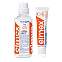 Elmex Caries Protection ústní voda 400 ml + Caries Protection s aminfluoridem zubní pasta 75 ml, duopack