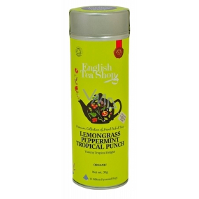English Tea Shop Bio Citronová tráva, Mango a Tropické ovoce 15 kusů bioodbouratelných pyramidek čaje v recyklovatelné plechové dóze 30 g