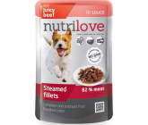 Nutrilove Dušené filetky se šťavnatým hovězím v omáčce kompletní krmivo pro psy kapsička 85 g