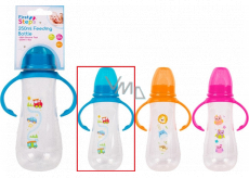 First Steps Feeding Bottle 0+ kojenecká lahev čirá s úchopy Car modrá 250 ml