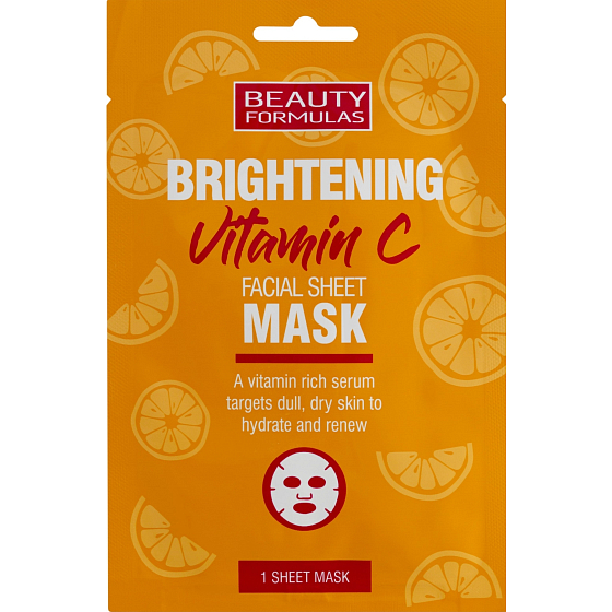 Beauty Formulas Brightening rozjasňující pleťová maska s vitaminem C
