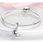 Charm Sterlingové stříbro 925 Chilská vlajka srdce - Miluji Chille - I Love Chile, 2v1 přívěsek na náramek cestování