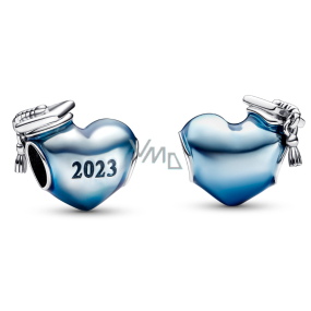 Charm Sterlingové stříbro 925 Gradace - modré promoční srdce 2023, Absolvent korálek na náramek