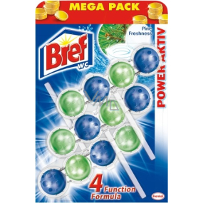 Bref Power Aktiv 4 Formula Borovice Freshness WC blok pro hygienickou čistotu a svěžest Vaší toalety, zbarvuje vodu, Mega pack 3 x 50 g