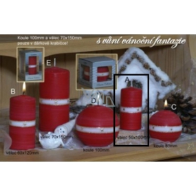 Lima Aura Vánoční fantazie vonná svíčka červená válec 50 x 100 mm 1 kus