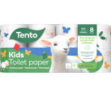 Tento Kids toaletní papír bílý s potiskem zvířátek 150 útržků 3 vrstvý 8 kusů