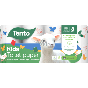 Tento Kids toaletní papír bílý s potiskem zvířátek 150 útržků 3 vrstvý 8 kusů