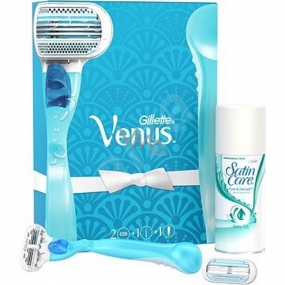 Gillette Venus holicí strojek + náhradní hlavice 2 kusy + Satin Care gel na holení 75 ml, kosmetická sada pro ženy