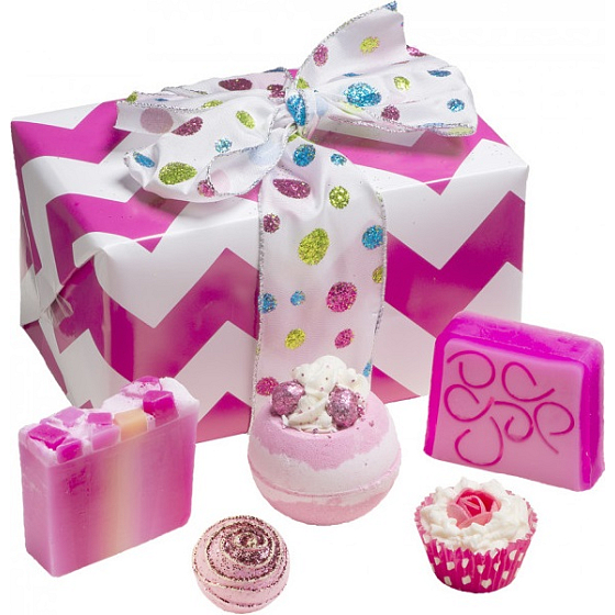 Bomb Cosmetics Třpytivka - Glitter Gift balistik 160 g + kulička 30 g + košíček 30 g + mýdlo 2 x 100 g, kosmetická sada