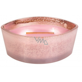 WoodWick Mercury Pink Rose - Něžné růžové růže vonná svíčka s dřevěným širokým knotem a víčkem sklo loď 453 g