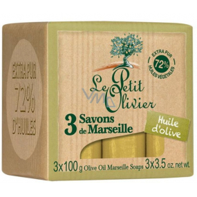 Le Petit Olivier Olivový olej Mairseillské toaletní mýdlo 3 x 100 g