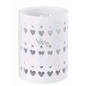 WoodWick White Heart Ceramic svícen na petite svíčku 68 x 95 mm