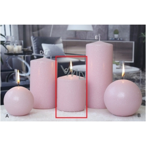 Lima Ice pastel svíčka růžová válec 80 x 100 mm 1 kus