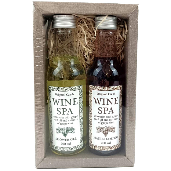Bohemia Gifts Wine Spa Vinná kosmetika Hroznový olej a extrakt z vinné révy sprchový gel 200 ml + šampon na vlasy 200 ml kosmetická sada