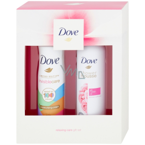 Dove Rose Oil sprchová pěna 200 ml + Invisible Care Touch antiperspirant deodorant sprej pro ženy 150 ml, kosmetická sada