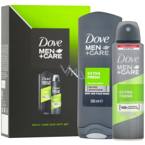 Dove Men + Care Extra Fresh sprchový gel na tělo a tvář pro muže 250 ml + antiperspirant deodorant sprej pro muže 150 ml, kosmetická sada
